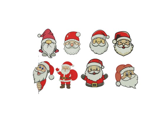 Santa Claus Embroidery Designs – 10 Jolly Christmas Machine Files (Instant Download)