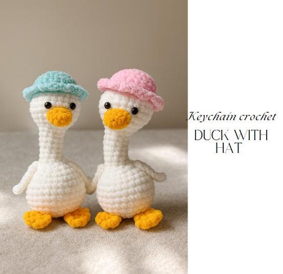 Duck With Hat Crochet Pattern | Cute Amigurumi Duck Keychain PDF | Mini Crochet Duck Toy | Easy Crochet Pattern