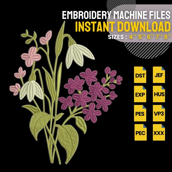 Wildflower Embroidery Design | Botanical Floral Machine Embroidery File | Cottage Flower Stitch | Instant Download