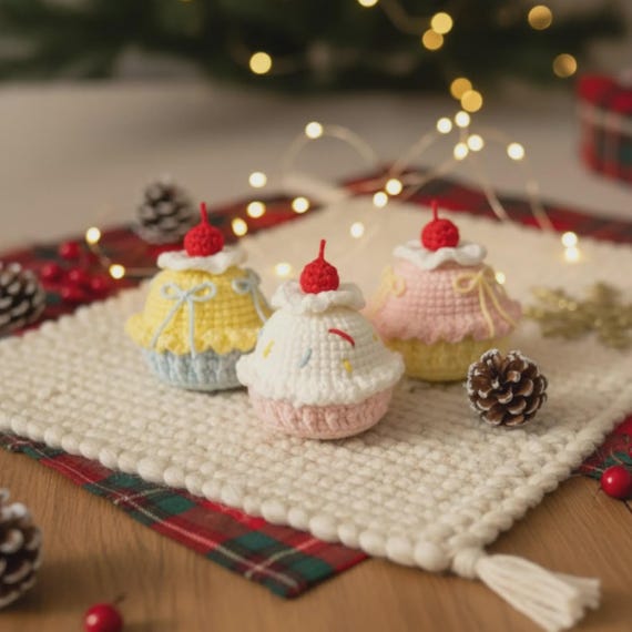 Crocheted Cupcakes Amigurumi Pattern, Dessert Plush (Digital Download)