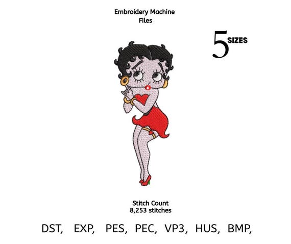 Retro Flapper Woman Embroidery Design | Vintage Cartoon Girl (Digital File)