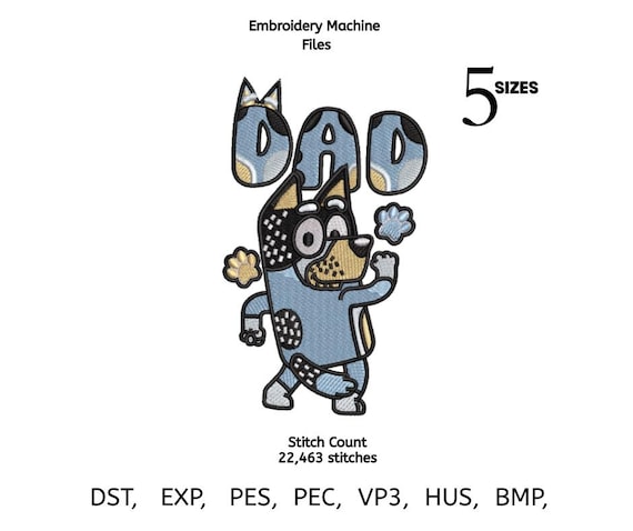 Dad Dog Embroidery Design: Father's Day Puppy (PES DST EXP Digital Download)