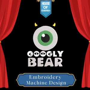 Googly Bear Embroidery Design | Monster Eye Pattern (5 Sizes) (Instant Download)