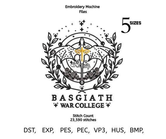 Fantasy Dragon Crest Embroidery Design | Academy Emblem (Digital Download)