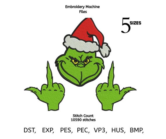 Funny Green Christmas Embroidery Design | Adult Humor Xmas Stitch | Naughty Holiday Design | Santa Hat Character File | Instant Download