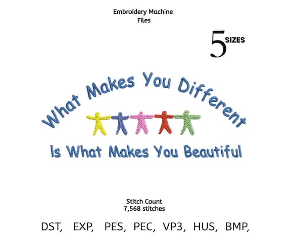 Inspirational Quote Embroidery Design | “What Makes You Different” Positive Message | | 5 Sizes | Instant Download