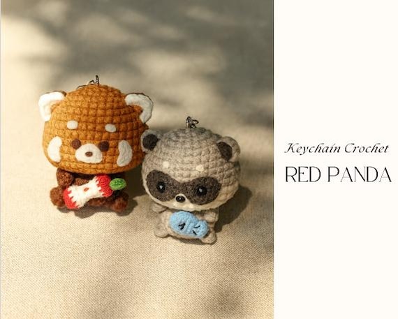 Red Panda Keychain Crochet Pattern PDF | Cute Amigurumi Animal Keychain | Beginner Friendly Crochet Toy Pattern