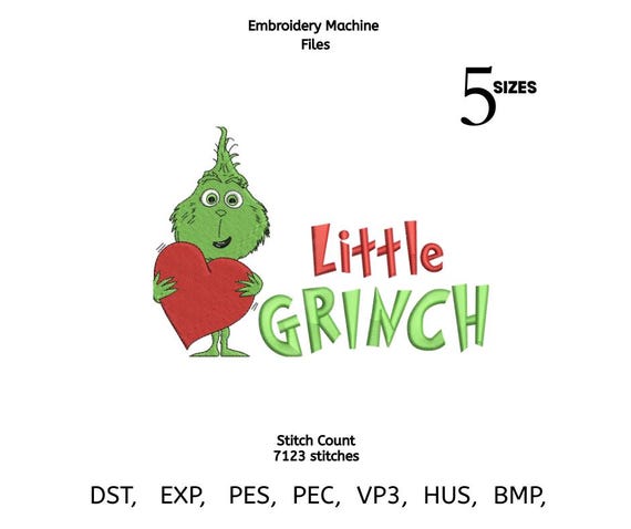 Grinch Holding Heart Embroidery Design – Multiple Sizes (Digital Download)