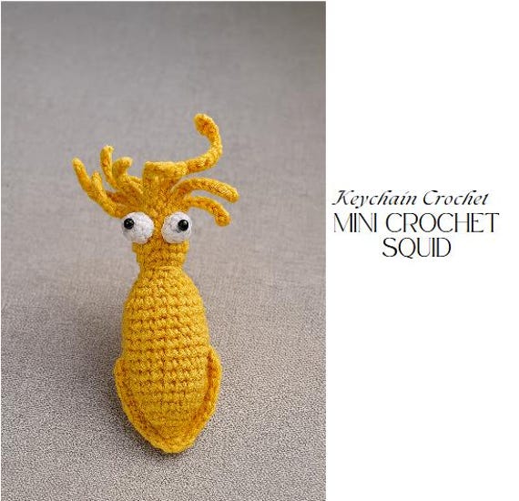 Mini Crochet Squid Pattern | Amigurumi Squid Keychain PDF | Cute Crochet Sea Animal | Easy Crochet Toy Pattern