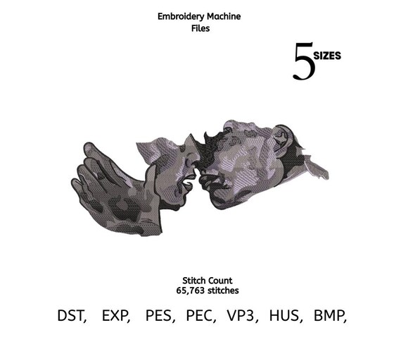 Couple Kiss Embroidery Design | Abstract Lovers Line Art (Digital Pattern)