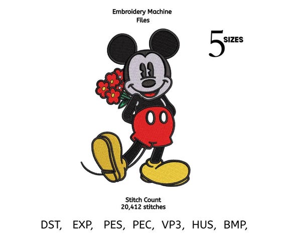 Cartoon Mouse Embroidery Design | Cute Character Embroidery File | 5 Sizes | Instant Download | Machine Embroidery Pattern | DST PES EXP VP3