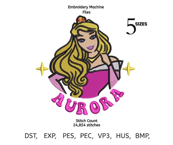 Blonde Princess Embroidery Design with Name | Cute Girl Embroidery File | 5 Sizes | Instant Download | DST PES EXP VP3