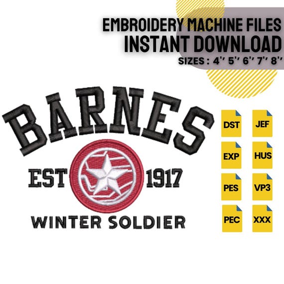 Winter Soldier Style Embroidery Design | Superhero Inspired Machine Embroidery File | Tactical Shield Stitch | Instant Download