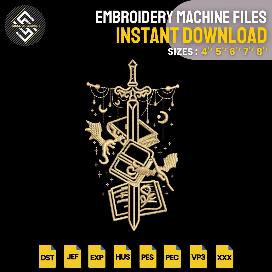 Sword Embroidary Fantasy Sword Embroidery Design | Gothic Dragon Sword Machine ...