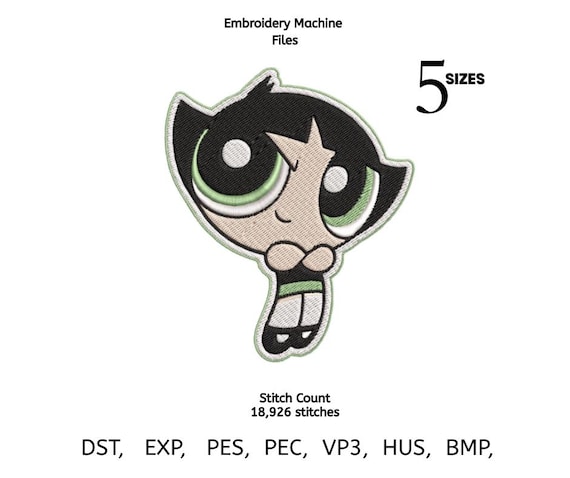 Cartoon Superhero Girl Embroidery Design | Kawaii Anime Style (Instant Download)