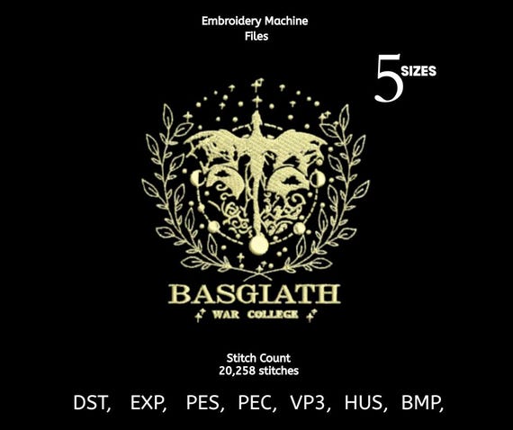Dragon Crest Embroidery Design – Basgiath War College Fantasy Emblem (Digital Download)