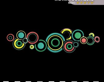 Retro Circle Embroidery Design PES DST EXP | Mid Century Modern Geometric Embroidery File Instant Download