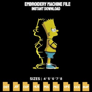 Bart Simpson Embroidery Design, Cartoon Character Embroidery File, Bart Outline Machine Embroidery Pattern, pes dst exp jef hus vp3 xxx