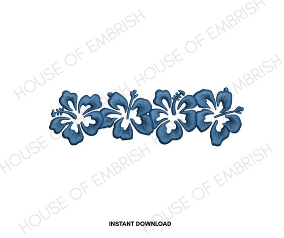 Hibiscus Embroidery Design | Floral Border Machine Embroidery File | Tropical Flower Embroidery | 5 Sizes
