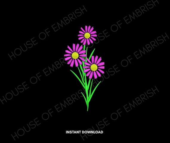 Daisy Flower Embroidery Design | Floral Machine Embroidery File | Spring Flower Stitch | Instant Download