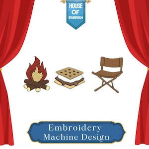 Camping Mini Set Embroidery Design | DST PES EXP VP3 | 5 Sizes | Instant Download