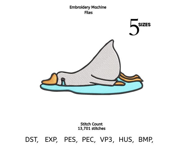 Exhausted Duck Embroidery Design – Tired Cartoon Machine File (Digital Download)