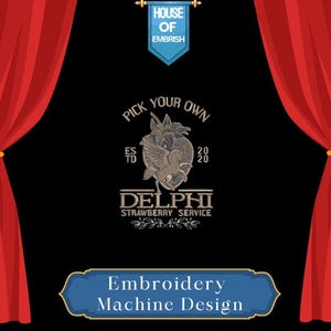 Strawberry Farm Logo Embroidery Design | Pegasus Patch (Instant Download)