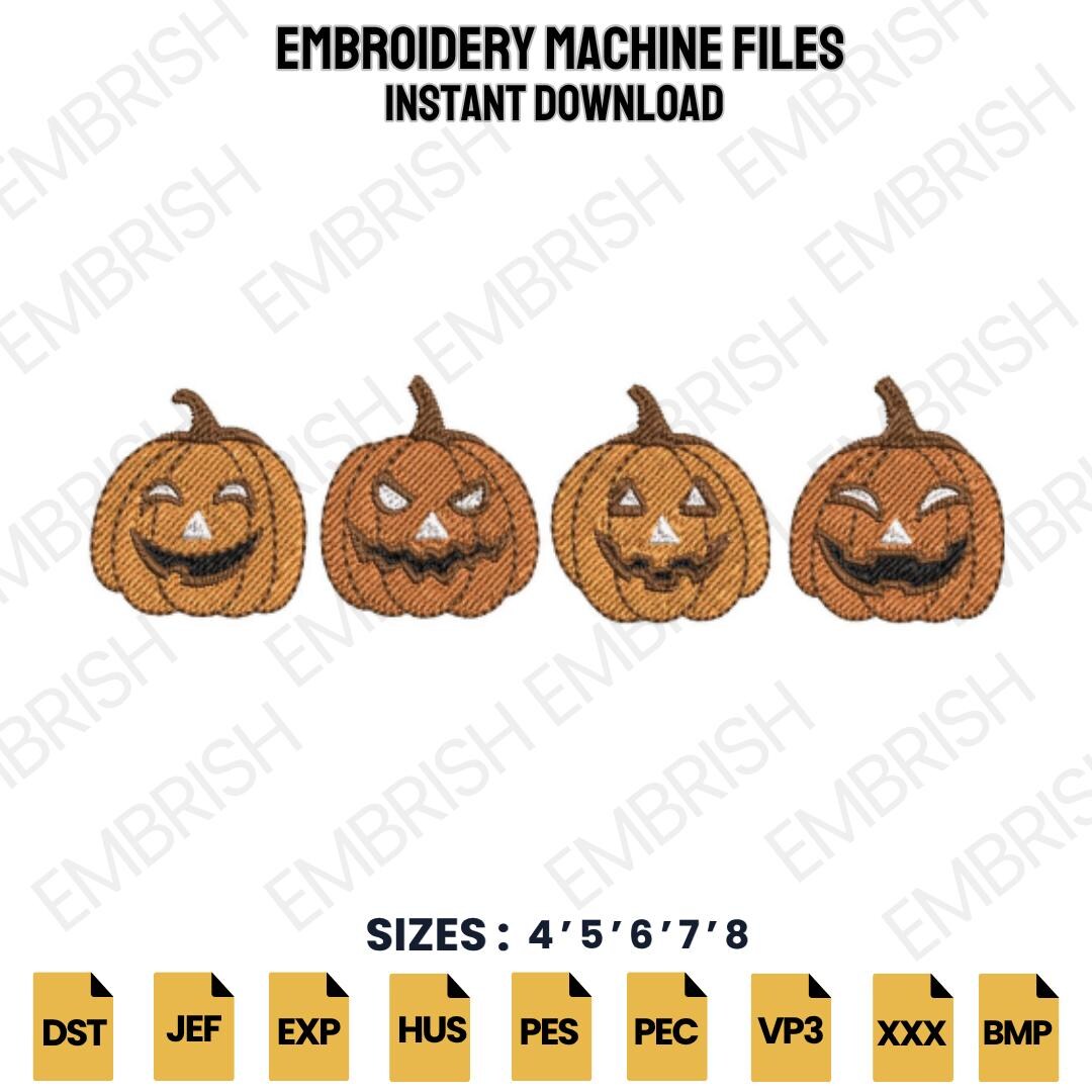 Halloween Pumpkin Faces Embroidery Design Bundle, Jack O Lantern ...