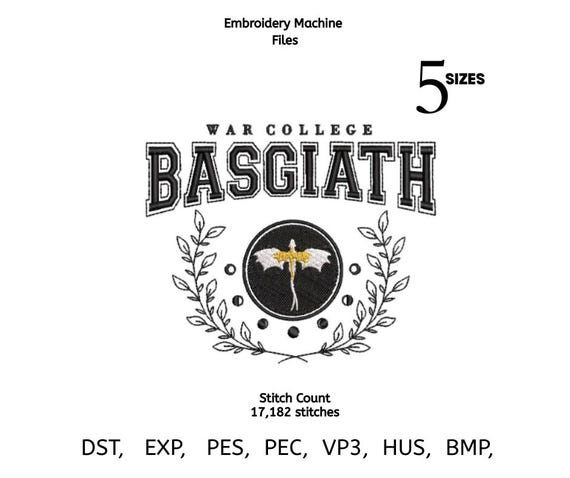 Dragon Academy Crest Embroidery Design – Basgiath War College (Digital Download)