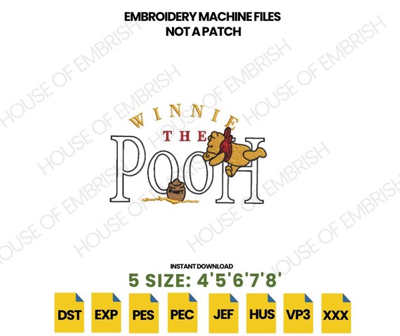 Cute Bear Embroidery Design | Honey Bear Machine Embroidery File | Kids Cartoon Bear Stitch | Instant Download