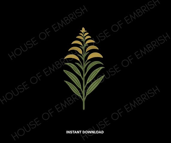 Botanical Leaf Embroidery Design | Minimal Plant Machine Embroidery File | Modern Floral Stitch | Instant Download