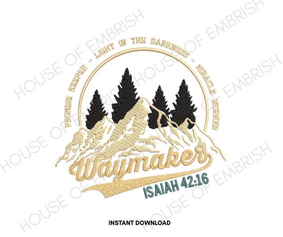 Waymaker Christian Embroidery Design | Mountain Scene (Digital File)