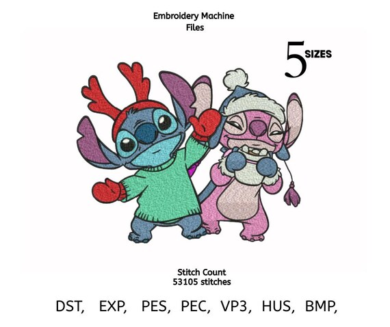 Winter Couple Cartoon Embroidery Design | Holiday Machine Embroidery File (Digital Download)