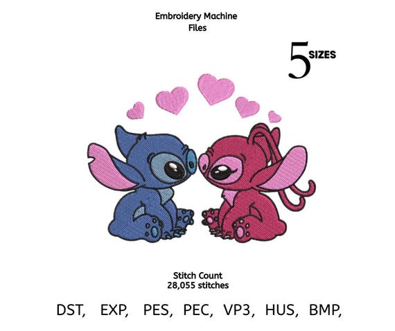 Alien Couple Embroidery Design - Valentine Applique (Digital Download)