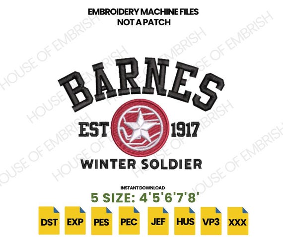 Winter Soldier Style Embroidery Design | Superhero Inspired Machine Embroidery File | Tactical Shield Stitch | Instant Download