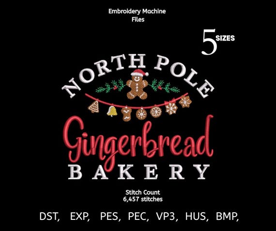 Gingerbread Bakery Embroidery Design | Christmas Cookie Stitch File (Digital Download)