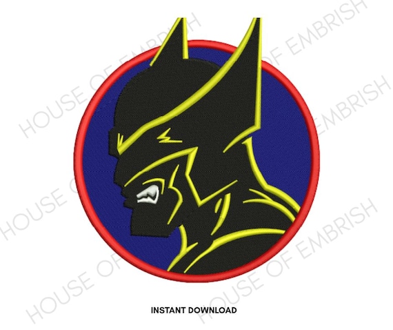 Dark Hero Mask Embroidery Design | Comic Style Superhero Logo | Machine Embroidery File | 5 Hoop Sizes | DST EXP VP3 HUS
