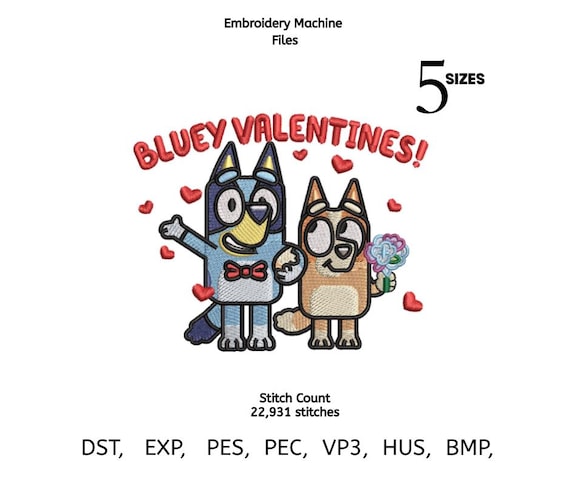 Valentine Dog Embroidery Design – Love Puppy Couple, Heart Cartoon (Digital Download)