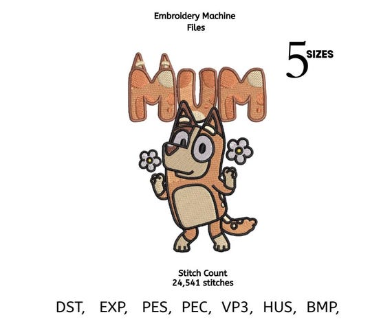 Mum Dog Embroidery Design – Mother's Day Puppy Pattern (PES DST EXP Digital Download)