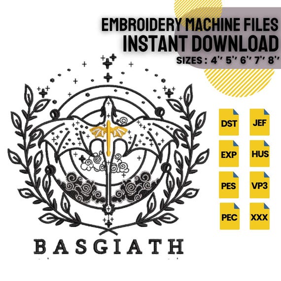 Fantasy Dragon Crest Embroidery Design | Academy Emblem (Digital Download)