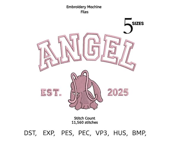 Angel Bunny Embroidery Design | Cute Animal Machine Embroidery File | Baby Bunny Design | 5 Sizes | DST PES VP3