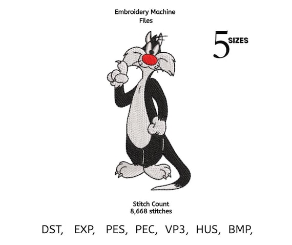 Cartoon Cat Embroidery Design | Applique Pattern (Digital Download)