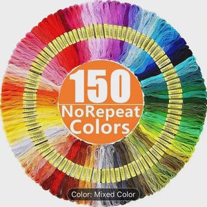 150 Color Embroidery Floss Set, Rainbow Cross Stitch Thread Bundle, Bracelet String, Craft Sewing Thread Kit, DIY Embroidery Supplies image 1