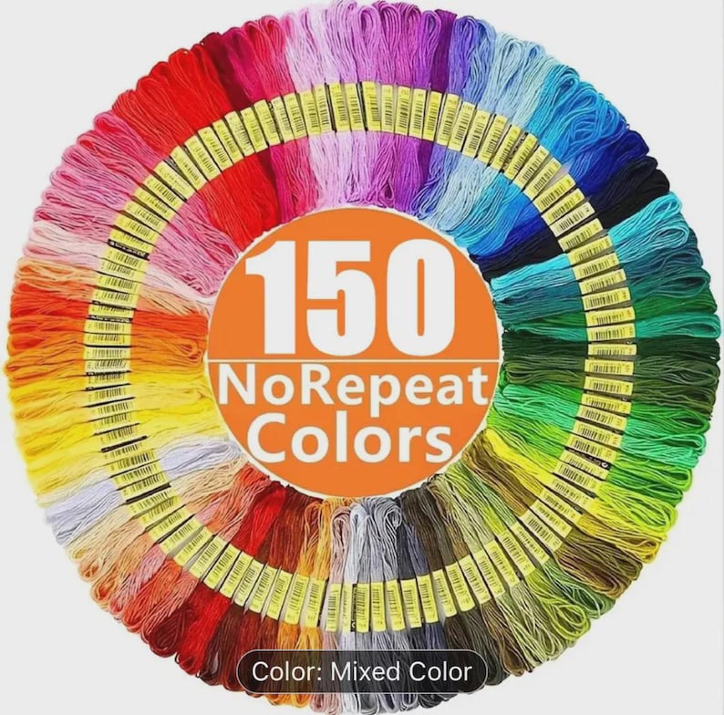 150 Color Embroidery Floss Set, Rainbow Cross Stitch Thread Bundle, Bracelet String, Craft Sewing Thread Kit, DIY Embroidery Supplies image 1