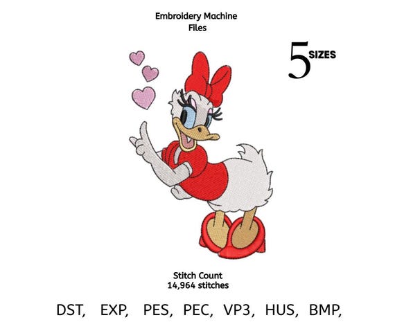 Valentine Duck Embroidery Design – Love Heart Applique (Digital Download)