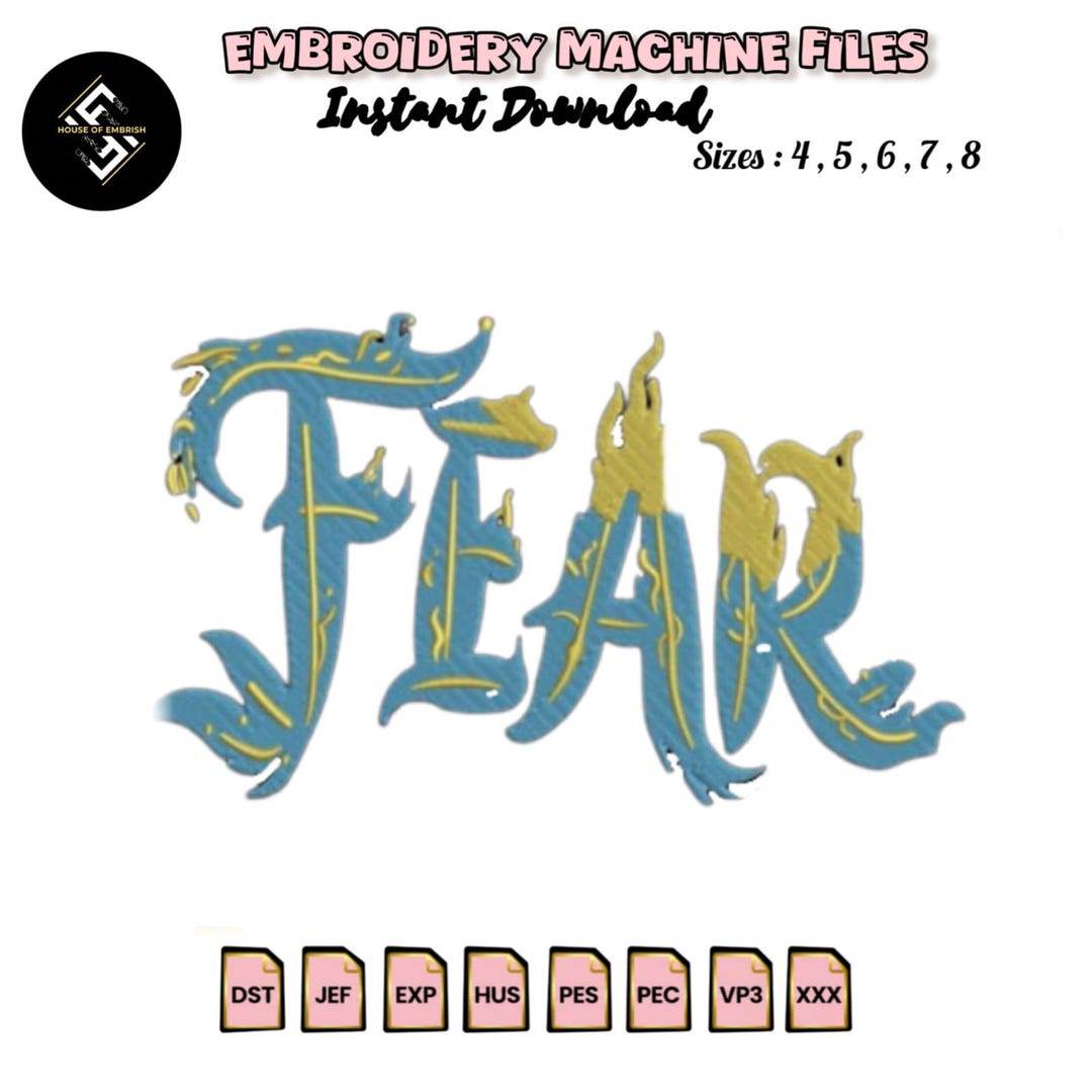 Fear Text Embroidery Design | Fear Word Machine Embroidery File ...