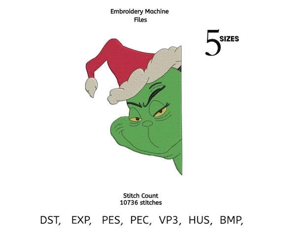 Grinch Face Christmas Embroidery Design – Funny Holiday Machine File | Instant Download