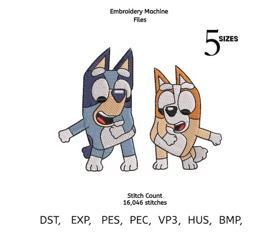 Cartoon Puppy Siblings Embroidery Design – Playful Kids Applique (PES DST EXP Digital Download)