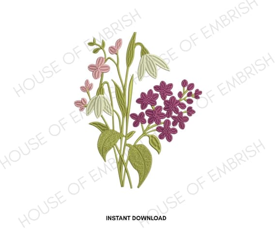 Wildflower Embroidery Design | Botanical Floral Machine Embroidery File | Cottage Flower Stitch | Instant Download