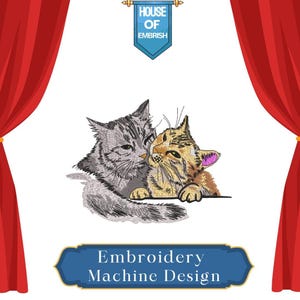 Romantic Cats Embroidery Design | Cuddling Couple, Valentine's Day (Digital Download)